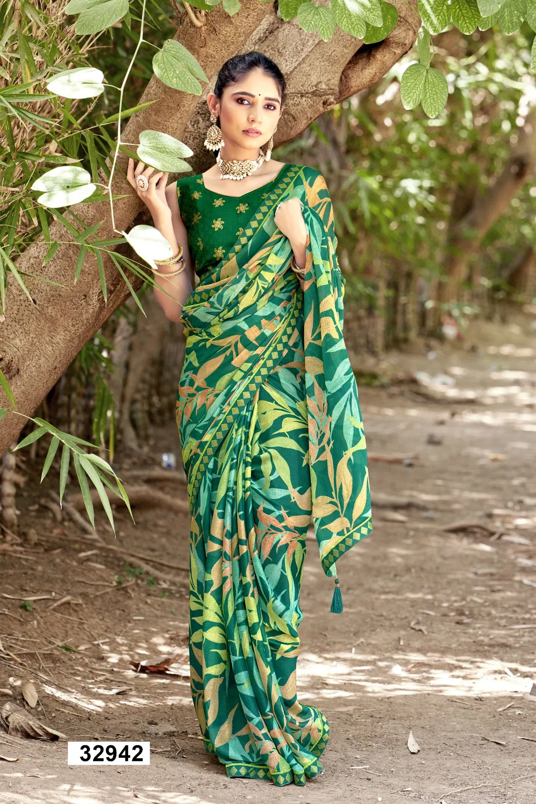 Maddy Vol 6 By Vallabhi Georgette Leaf Printed Saree Wholesalers In Delhi